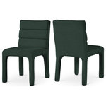 Meridian Furniture - Kai Upholstered Dining Chair, Green, Boucle Fabric, Set of 2 - Comfort is key with this Kai boucle fabric dining chair. Stunningly elegant yet boldly understated by design, this dining chair is an ideal addition to your dining room setup. The metal frame ensures lasting durability while the green boucle fabric upholstery gives the chair a sleek and modish look. Tufting on the back adds to the chair's overall comfort level. Pair several of these chairs with your favorite dining table for a complete look.