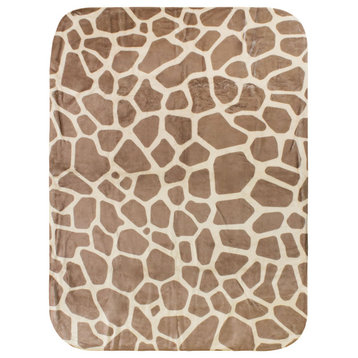 Giraffe Print Throw Blanket, Dark Brown, 42"x60"