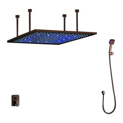 Juno Oil Rubbed Bronze Square Color Changing LED Rain Shower Set - Showerheads And Body Sprays