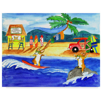 Cheryl Bartley 'Corgi Surfers Club' Canvas Art, 32"x24"