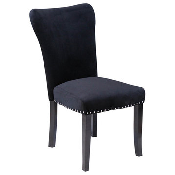 Aalten Black Velvet Dining Chairs, Set of 2