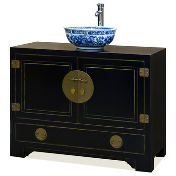 Chinese Ming Style Black Cabinet, With Bowl and Faucet