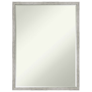 Shiplap White Narrow Petite Bevel Wood Bathroom Wall Mirror 19 x 25 in.