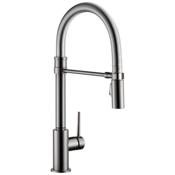 Delta Trinsic Kitchen Faucet With Spring Spout, Black Stainless, 9659-KS-DST