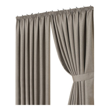 Tape Top Curtains With Tiebacks, Silver Grey, 117x138 cm, 4-Piece Set