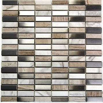 12"x12" Blend Arizona Mosaic Stainless Steel Tile, Single Listing