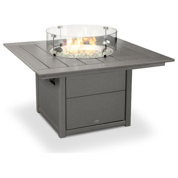 Polywood Square 42" Fire Pit Table, Slate Gray