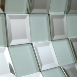 Glossy White and Shiny Metallic Square Glass Mosaic Tiles - Home Accessories & Decor