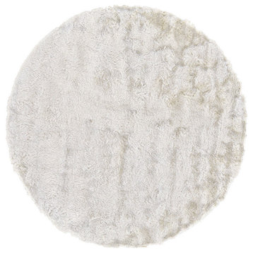 Weave & Wander Freya Plush Shag Rug, White, 10'x10' Round