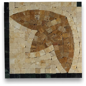 Marble Mosaic Border Decorative Tile Lotus Beige 5.9x5.9 Polished, 1 piece