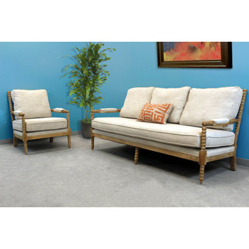 Wyndham 2-Piece Living Room Set With Ivory Sofa & Occasional Chair