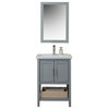 Legion Furniture Caitlin Vanity With Mirror, Faucet and Basket, Gray, 24"