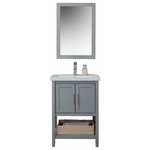 Legion Furniture - Legion Furniture Caitlin Vanity With Mirror, Faucet and Basket, Gray, 24" - Make your morning routine simple and easy with the Caitlin Single Vanity. Featuring two soft closing doors and a bottom exposed shelf, this wide vanity caters to your storage needs. Mixing traditional with contemporary, the Caitlin Single Vanity is a fresh update to your bathroom.