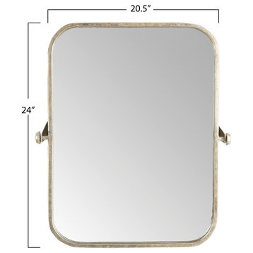 Metal Framed Pivoting Wall Mirror, Brushed Gold