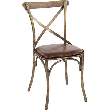 Manos Chair - Antique Bronze, Brown Leather