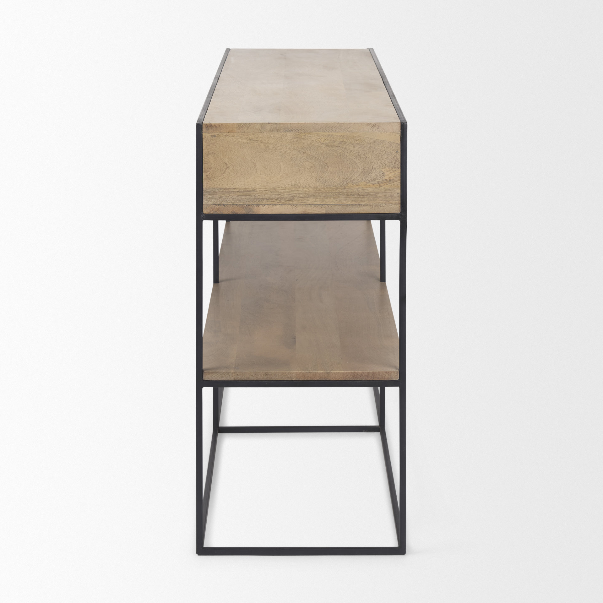 Morris Beige Wood With Black Metal Frame 2 Drawer Console Table ...