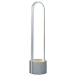 Artcraft Lighting - Cortina 16W LED Table Lamp, Brushed Aluminum AC7591BA - The "Cortina" collection table lamp features a bright LED source and smart touch dimmer switch. This model has a brushed aluminum frame and a black base.