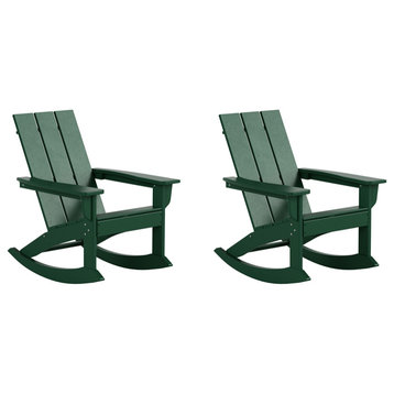 Parkdale Outdoor HDPE Plastic Adirondack Rocking Chair Dark Green (Set of 2)