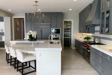 Transitional kitchen photo in Orange County with white countertops
