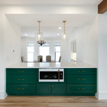 Transitional Craftsman Kitchen Remodel in Minneapolis with Green Cabinets & Cust