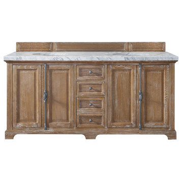 Providence 72" Double Vanity Cabinet, Driftwood, Arctic Fall Solid Surface