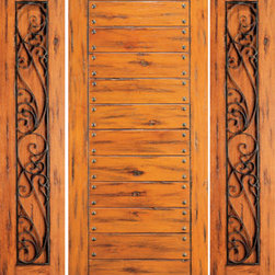 Knotty Alder Exterior Prehung Door with Two Sidelites, Flush - Front Doors