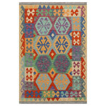 Bareens Designer Rugs - Rustic Turkish Kilim Jack� Hand-Woven Wool Rug - 3'3'' x 4'10'' - Elevate the elegance of your home with this stunning hand-woven tribal Kilim wool rug. Meticulously crafted on a loom by the Nomad Turkman people using hand-spun wool and 100% natural vegetable dyes, these rugs are recognized for their repetitive geometric patterns, incorporating naturalistic floral and traditional designs. The contemporary fashion palette results in bold, sharp patterns that are incredibly versatile, as the pattern is the same on both sides. These reversible rugs feature a lighter shade on one side and brighter colors on the other, providing versatility according to preference. These unique rugs are made by knotting short strands of different colors onto the warps and securing them by tightly pressing the wefts. The designs are created by interweaving the various colored wefts and warps. Kilims are known for their exceptional durability and versatility, making them truly unique rugs.  Product Details    Rug Size: 3'3'' x 4'10''  Material: 100% Wool  Style: Kilim, Flat Weave, Dhurrie, Turkish, Southwestern, Rustic, Tribal  Colors: Rust, Gold  Weave Type: Hand-Woven, Handmade  Pile Height: Less than 0.25 inch