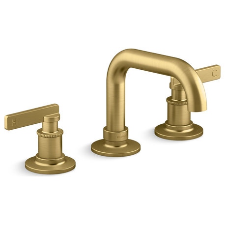 Castia 1.2 GPM Widespread Bathroom Faucet, Vibrant Brushed Moderne Brass