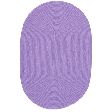 Lullaby Childrens Solid Braided Rug Solid Violet 7'x9' Oval
