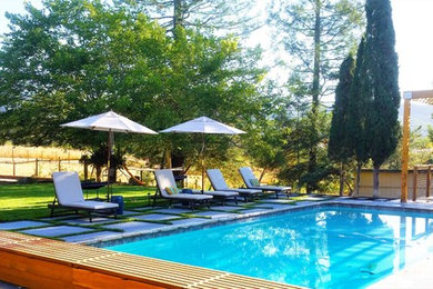 Inspiration for a small cottage backyard concrete and custom-shaped natural pool fountain remodel in San Francisco