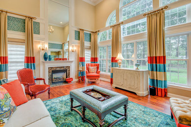 Example of a trendy living room design in Philadelphia