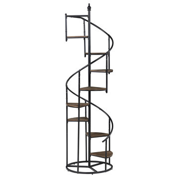 8-Shelf Staircase Bookcase, Black and Rustic Brown
