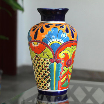 Novica Handmade Floral Display Ceramic Vase