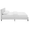 Modern Contemporary Urban Queen Size Platform Bed Frame, White, Faux Leather