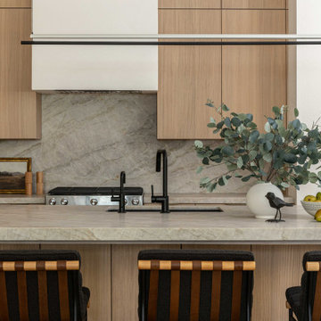 White Rift Oak Cabinets & Taj Mahal Quartzite
