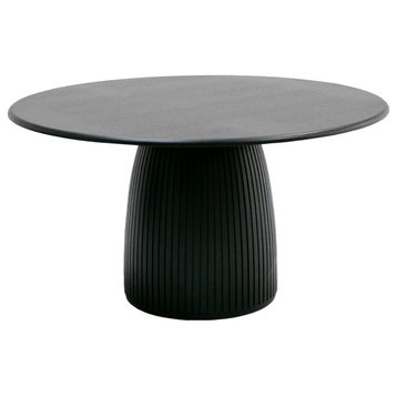 Lander Modern Mid Century Black Oak Round Dining Table
