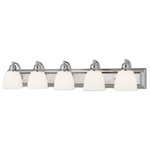 Livex Lighting - Livex Lighting 10505-05 Springfield - Five Light Bath Vanity - Mounting Direction: Up/Down  ShSpringfield Five Lig Chrome Satin Opal Wh *UL Approved: YES Energy Star Qualified: n/a ADA Certified: n/a  *Number of Lights: Lamp: 5-*Wattage:100w Medium Base bulb(s) *Bulb Included:No *Bulb Type:Medium Base *Finish Type:Chrome