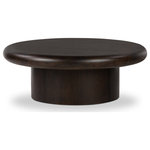 Four Hands - Zach Coffee Table-Charcoal - Turn up the volume. A pedestal-style base of solid charcoal parawood supports a rounded tabletop with bullnose edging, for style and softness alike.