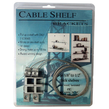 Cable Shelf Bracket For 3/8"-1/2" Thick Shelves, Aluminum