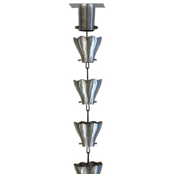 Star Flower Aluminum Cups Rain Chain, 8 Foot