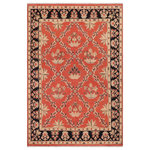 Bareens Designer Rugs - Bohemien Ziegler Williema Orange Black Hand-Knotted Wool Rug - 9'0'' x 11'9'' - Enhance the ambiance of your home with this magnificent Persian-influenced Turkish hand-knotted rug made by skilled artisans capable of creating the most exceptional vegetable dyes and hand-spun wool. This exquisite handmade rug is a one-of-a-kind Peshawar Kafkaz, otherwise identified as Chobi, Chobi Peshawar, Oushak, or Ziegler rug. These handmade rugs are crafted in Pakistan utilizing superior-quality wool imported from Australia, New Zealand, and Korea in two types of weaves: the Persian weave and the Mori weave. This rug is meticulously crafted by hand using the finest natural vegetable dyes extracted from local plants. The artisans use a blend of hand-spun local and fine merino wool, resulting in a rug with a compelling texture, higher lanolin content, and longer staple. The artisans occasionally incorporate natural or artificial silk into the pile to enhance specific motifs. The finished product is an awe-inspiring execution of flawless design and an understated palette that exudes elegance.