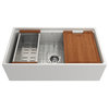 BOCCHI 1504-001-0120 Apron Step Rim Fireclay 33" Single Kitchen Sink White