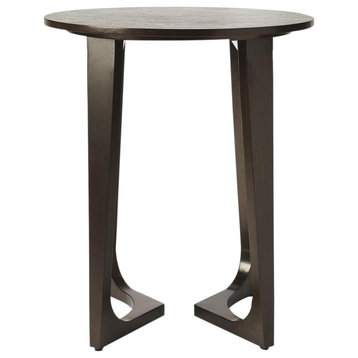 End Table Side Round Top Butler Loft Distressed Brown Black Tan