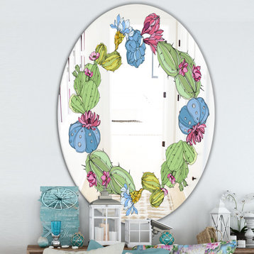 Designart Cactus 1 Farmhouse Oval Or Round Wall Mirror, 24x36
