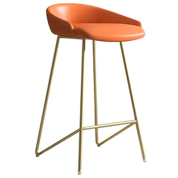 Counter Stool PU Leather Upholstery Gold Finsh Counter Chair with Footrest