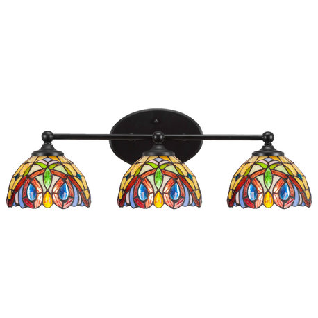 Capri 3-Light Bath Bar, Matte Black/Lynx Art