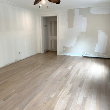 EAST QUOGUE: 4" SELECT WHITE OAK INSTALLED & FINISHED WITH CUSTOM GRAY STAIN