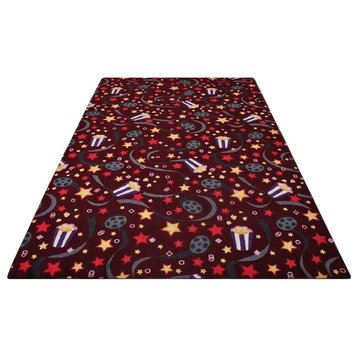Area Rug Feature Film, Nylon Stainmaster Carpet, Navy, 6'x12'