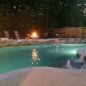 Freeform Travertine Pool with Negative Edge