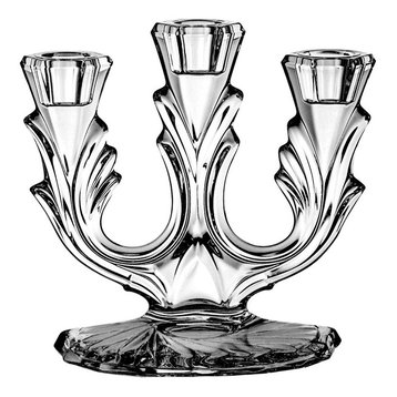 3-Arm Lead Crystal Candle Holder